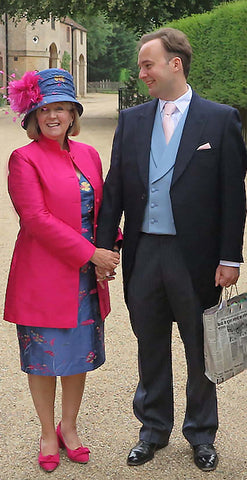 Mother of the Groom outfit Shibumi Long Nehru Silk Jacket in Hot Pink