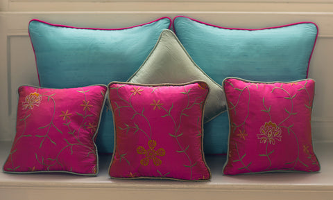 Raw Silk Bright Colour Cushions