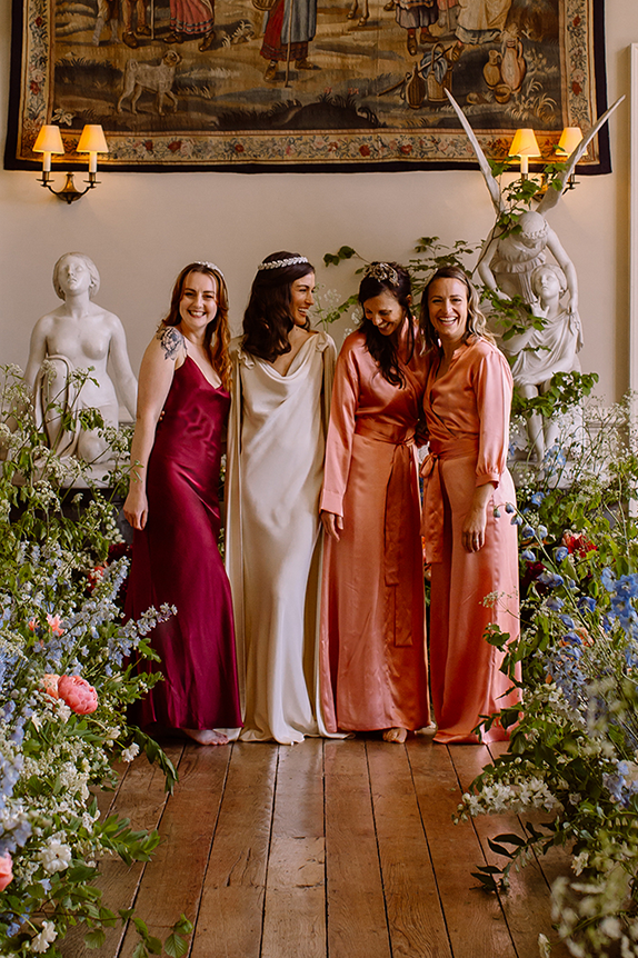 Satin Silk Jumpsuits in Blush Pink and Slip Dress Burgundy