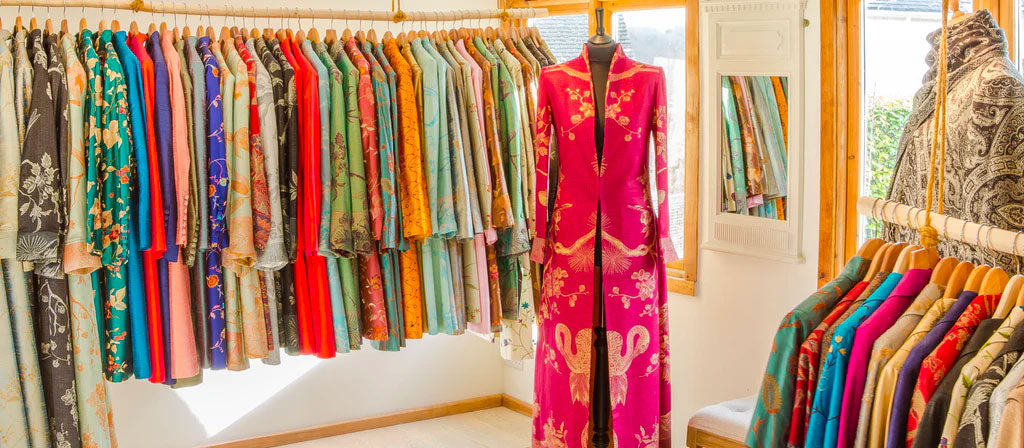Shibumi showroom, a display of colourful coats and jackets.