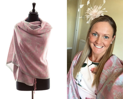 suzanna hext pink cashmere silk shawl wedding guest outfit