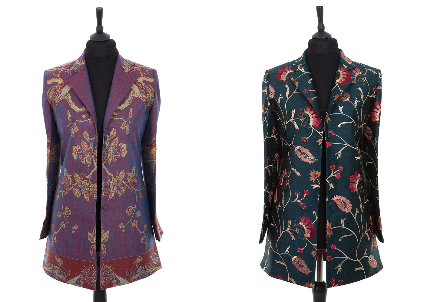 Cashmere and embroidered silk blazer style jackets