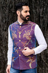 mens purple cashmere nehru collar waistcoat christmas gift wedding outft
