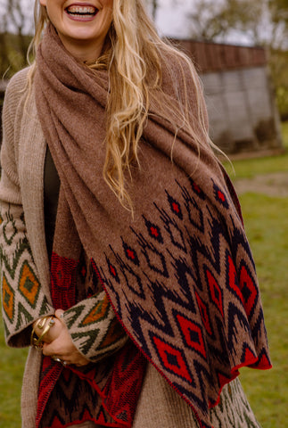 alpaca wool scarf aztec design