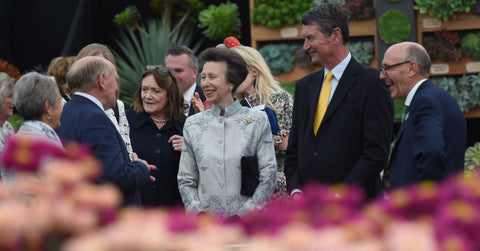 HRH Princess Anne Chelsea Flower Show outfit Shibumi Nehru Coat in Duck Egg