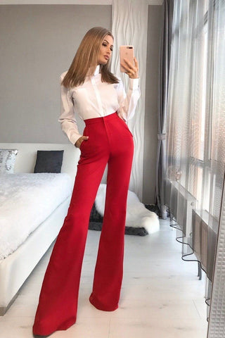 Red Bell Bottom Pants