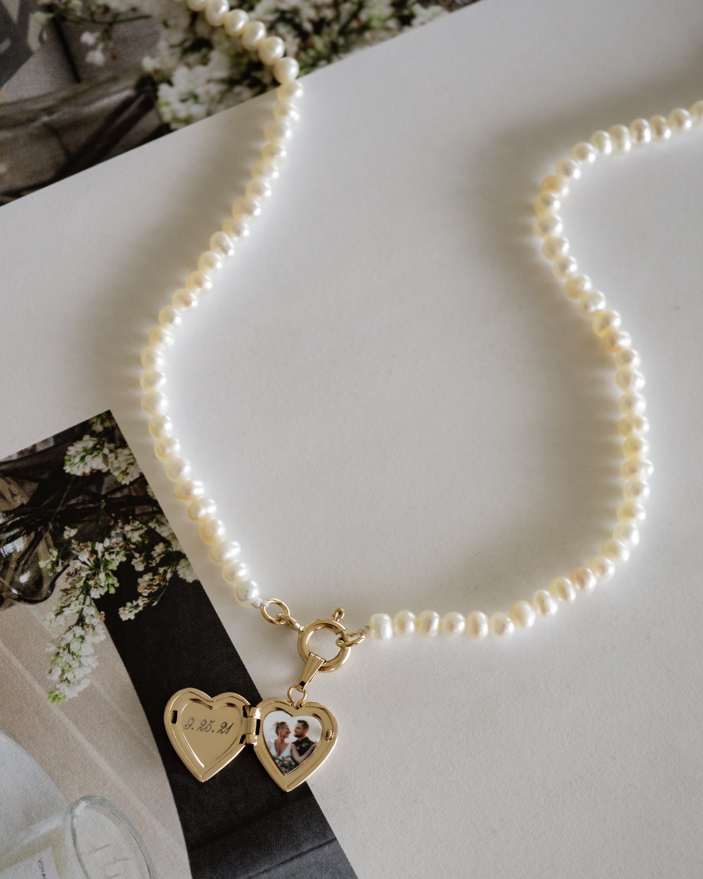 Heart Locket Charm Pearl Necklace – Kindred Row