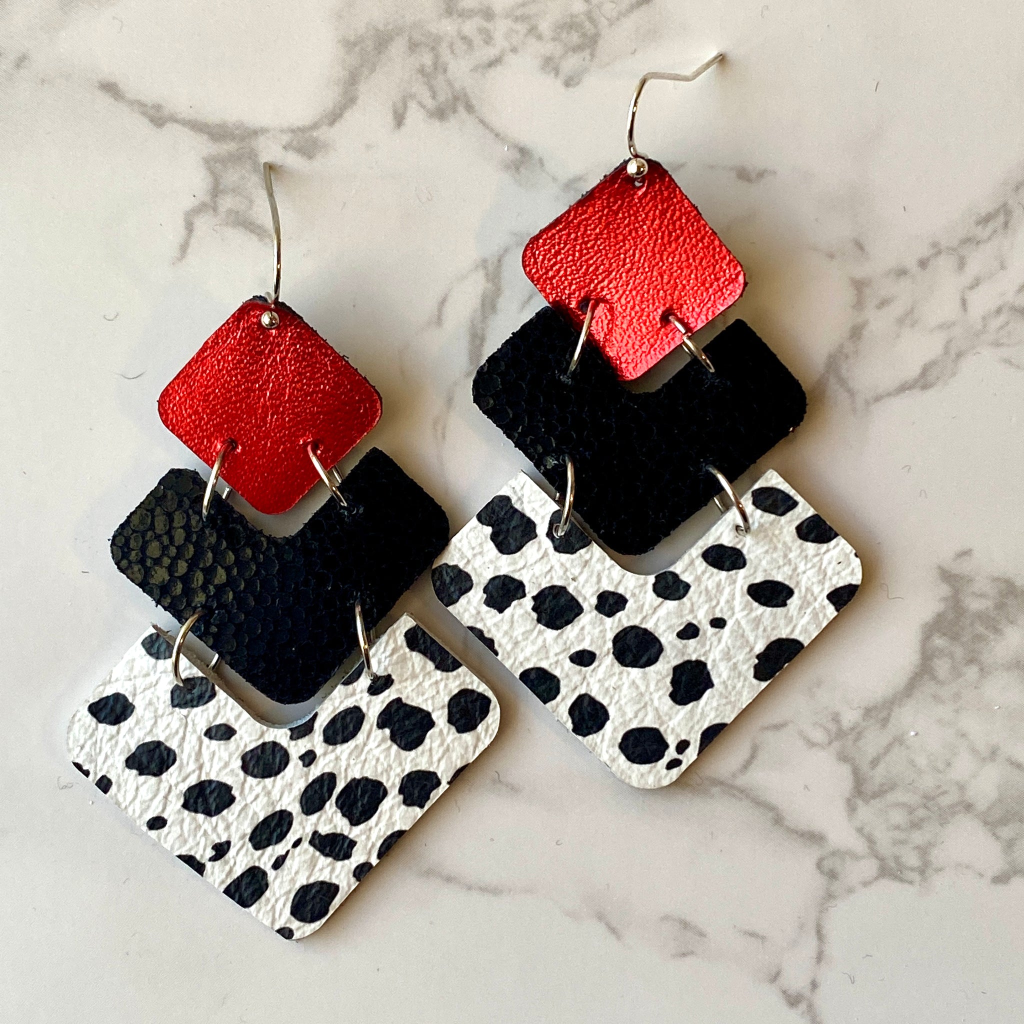 chevron leather earrings