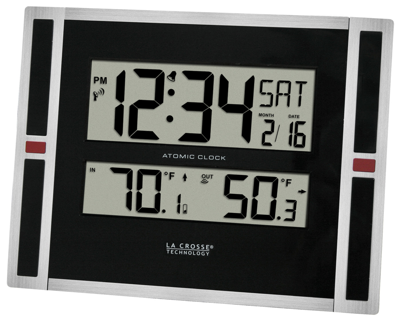 513 149 Atomic Digital Wall Clock With Indooroutdoor Temperature La