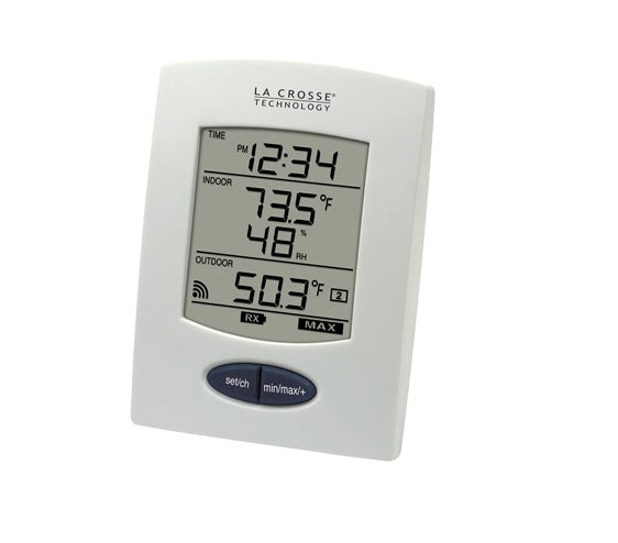 204-111 La Crosse 4 Indoor/Outdoor Small Tube Window Thermometer - White