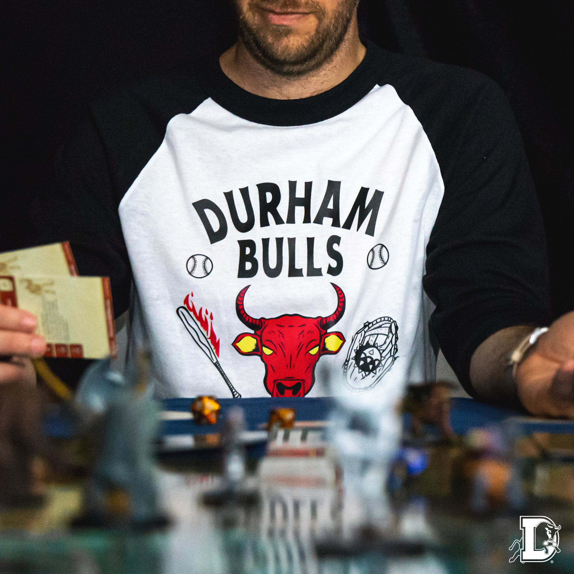 Durham Bulls Stranger Things Raglan T-Shirt - Durham Bulls Official Store product image