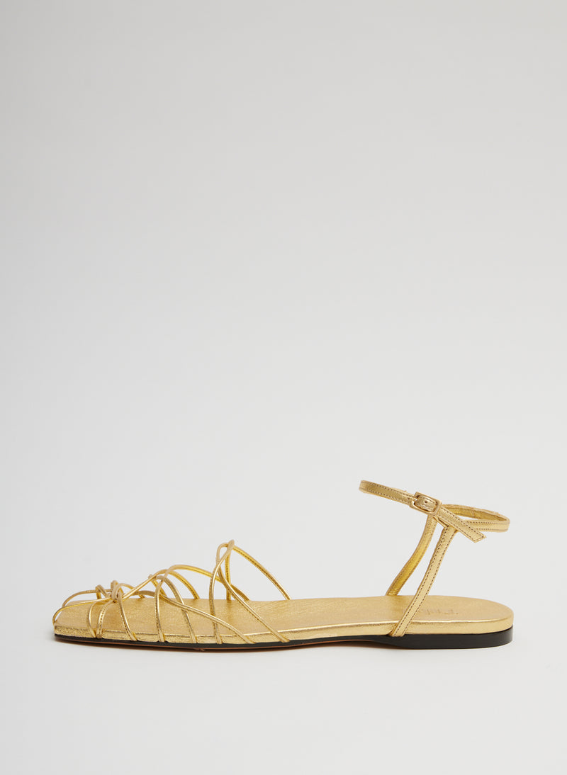 티비 Tibi Berneice Kidskin Sandal,Gold