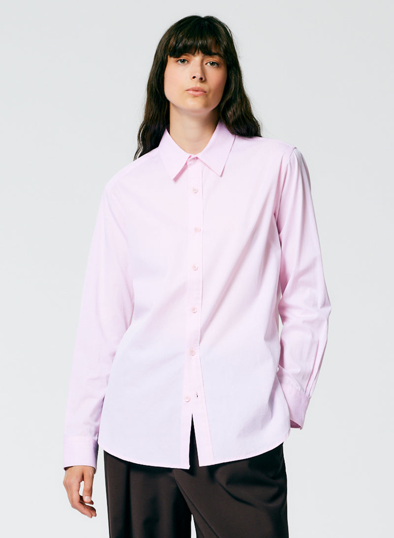 티비 Tibi Charlie Mens Slim Shirt,Pink