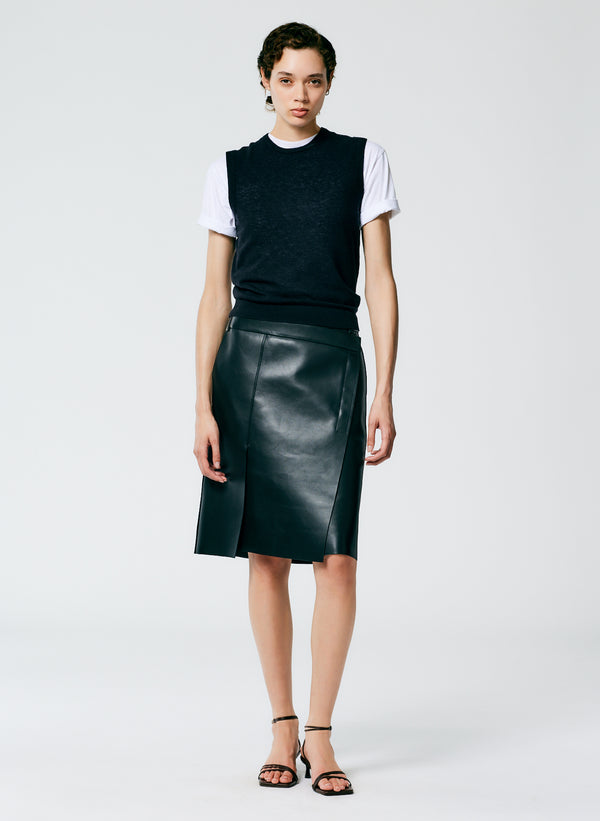 Grain de Poudre Trouser Skirt with Pleat Panel Black / 0 / F223AP5301