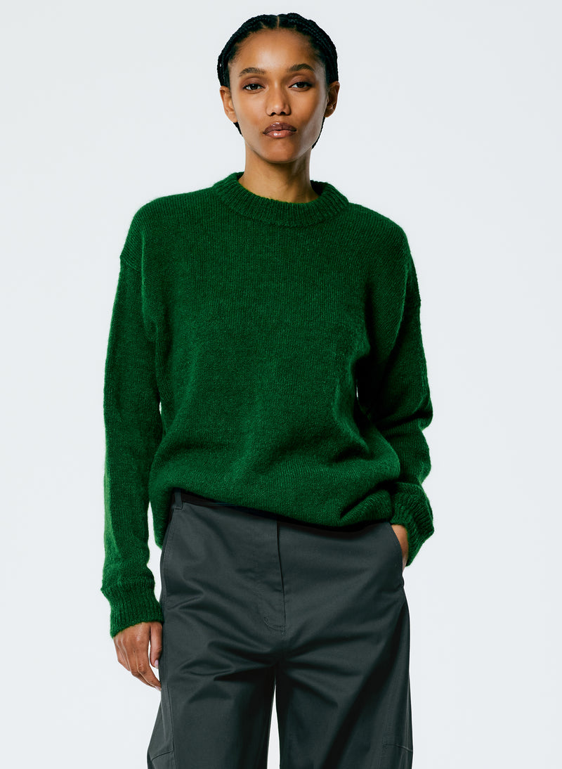 티비 Tibi Soft Mohair Crewneck Easy Pullover,Grass