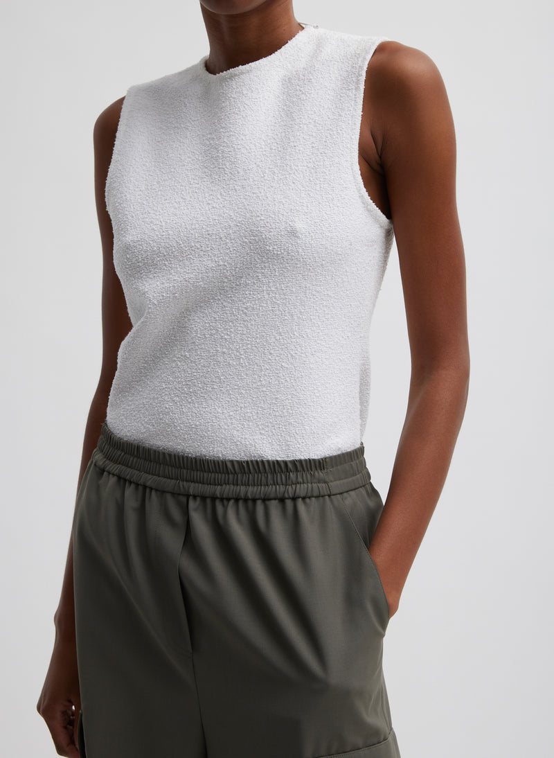 티비 Tibi Boucle Knit Sleeveless Top,White