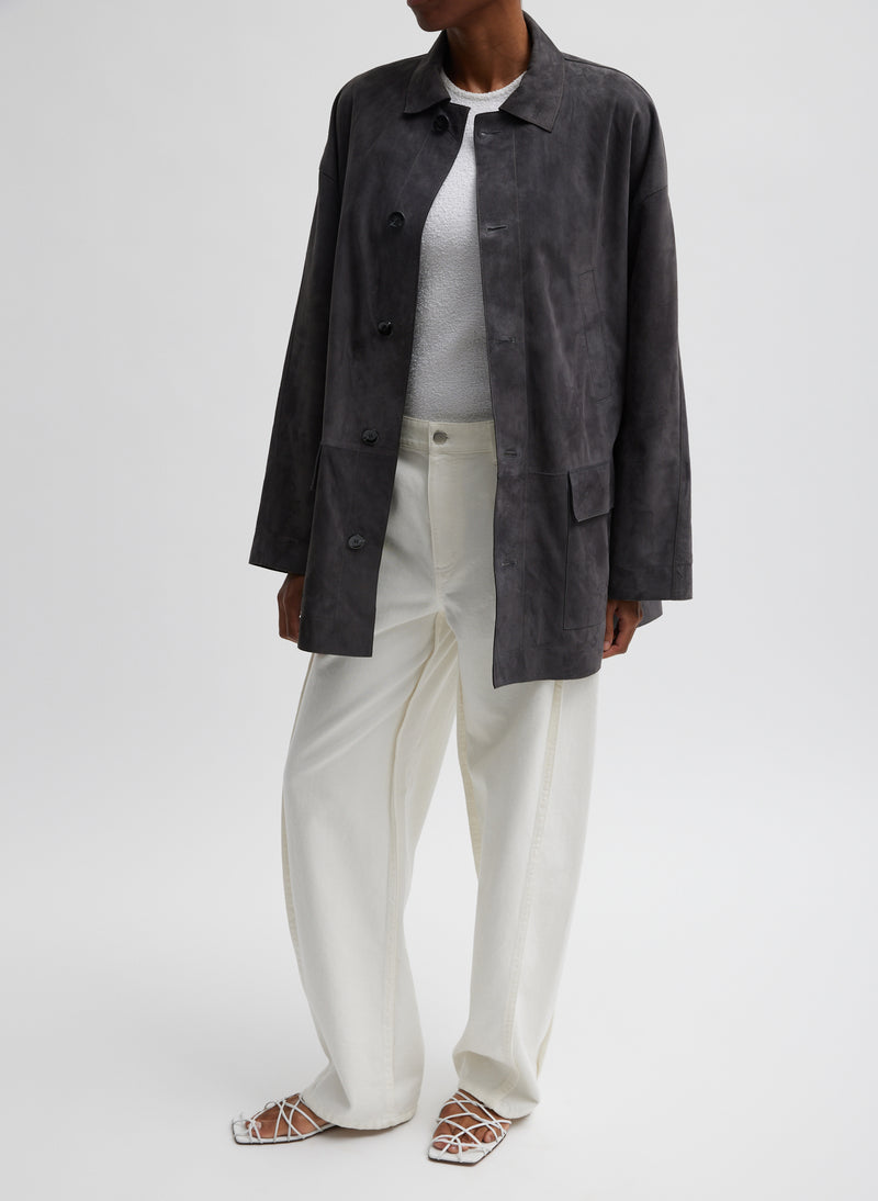 티비 Tibi Cassiterite Suede Carcoat,Grey