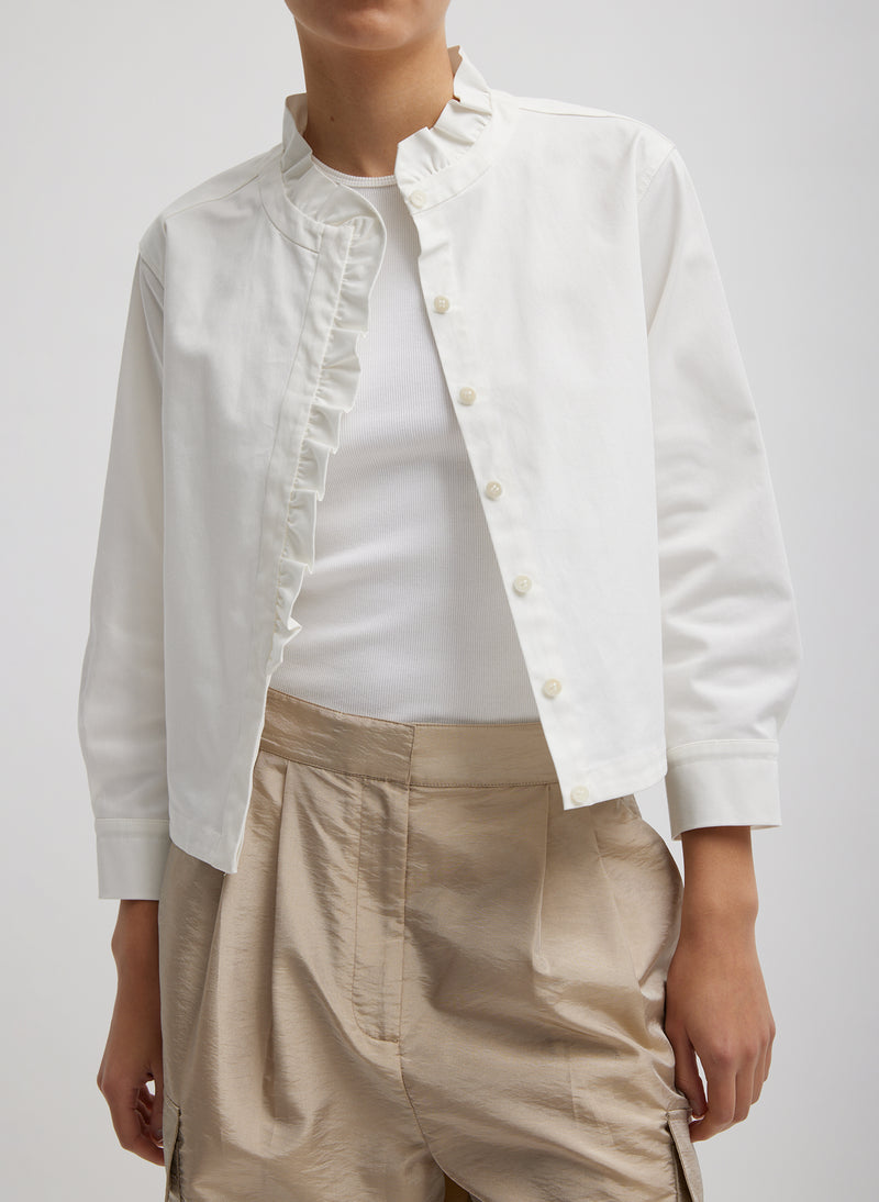 티비 Tibi Chino Holly Bracelet Sleeve Shirt,White