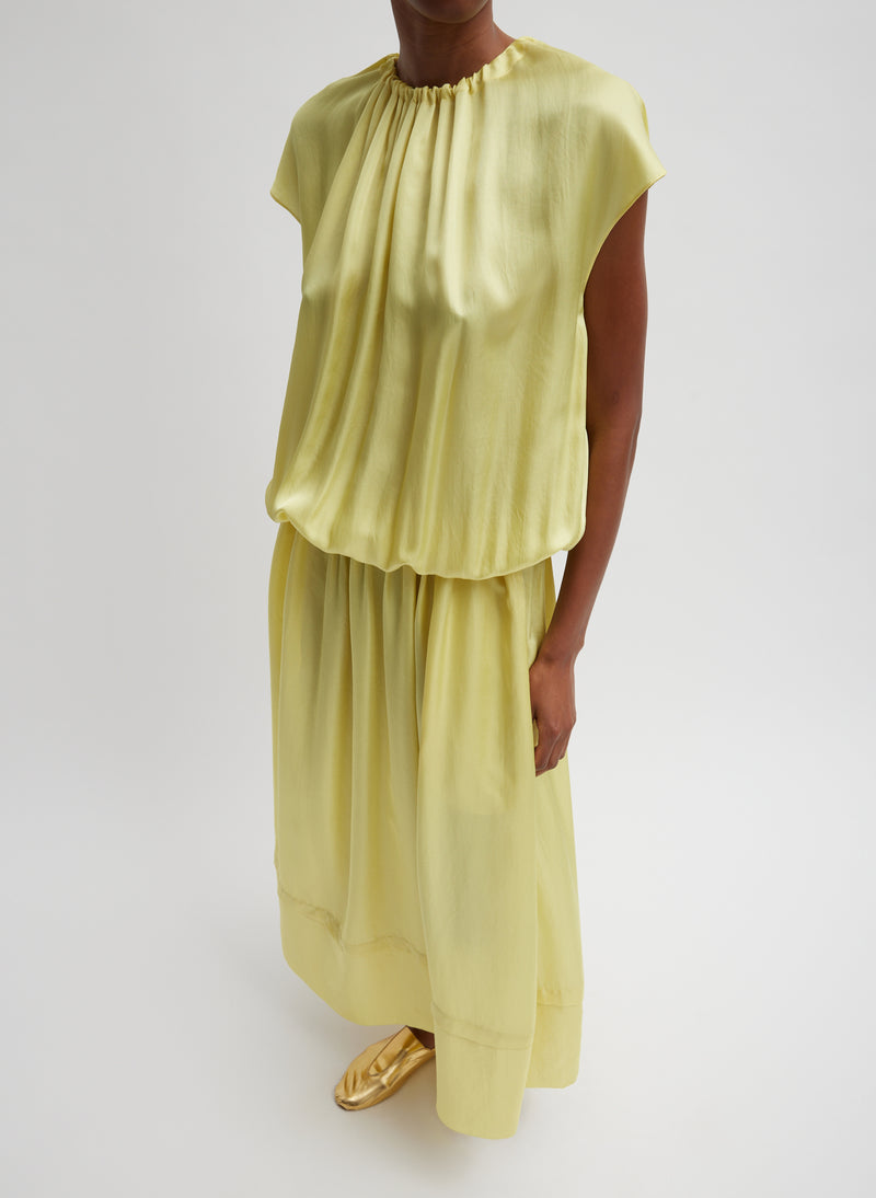 티비 Tibi Spring Acetate Shirred Circular Dress,Yellow