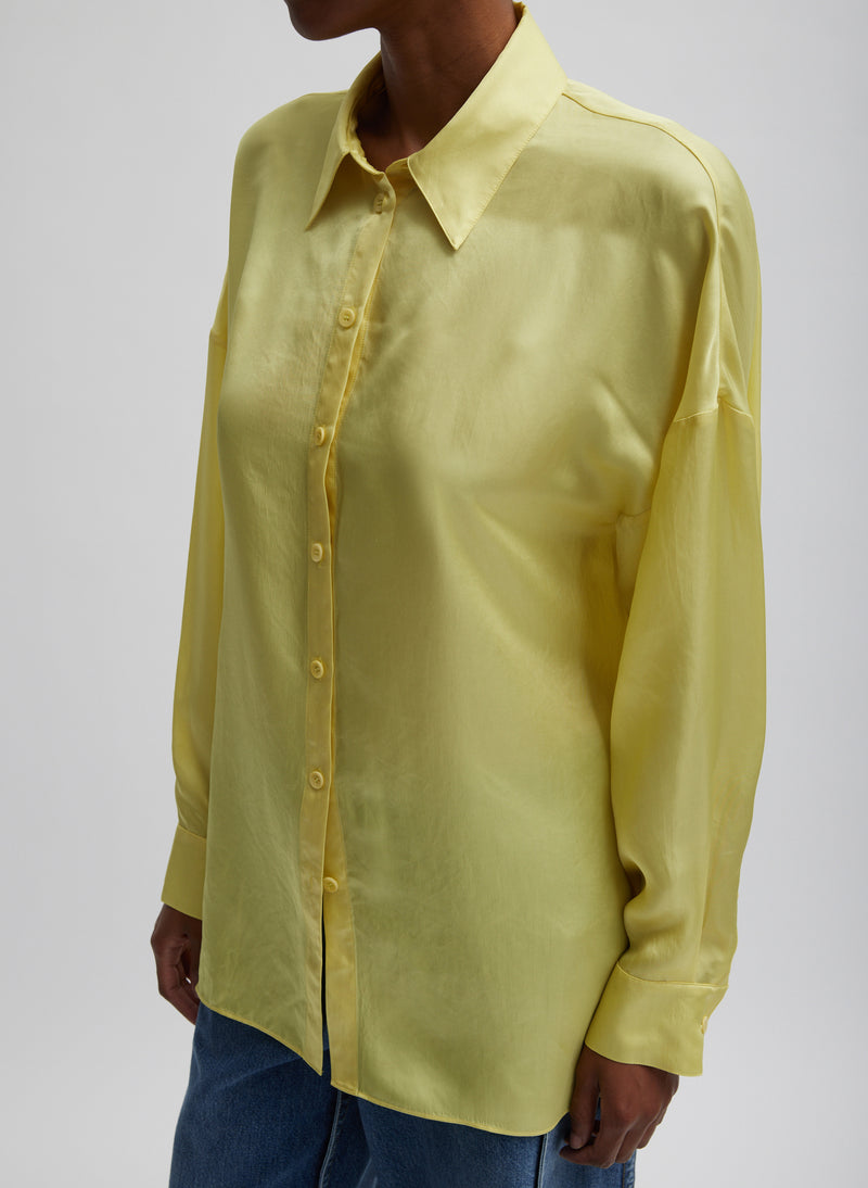 티비 Tibi Spring Acetate Shirt With Cocoon Back,Yellow
