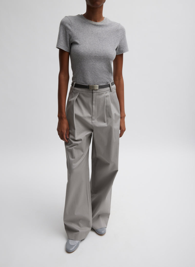 티비 Tibi Oliver Cotton Stretch Tricotine Stella Pant,Grey Moon