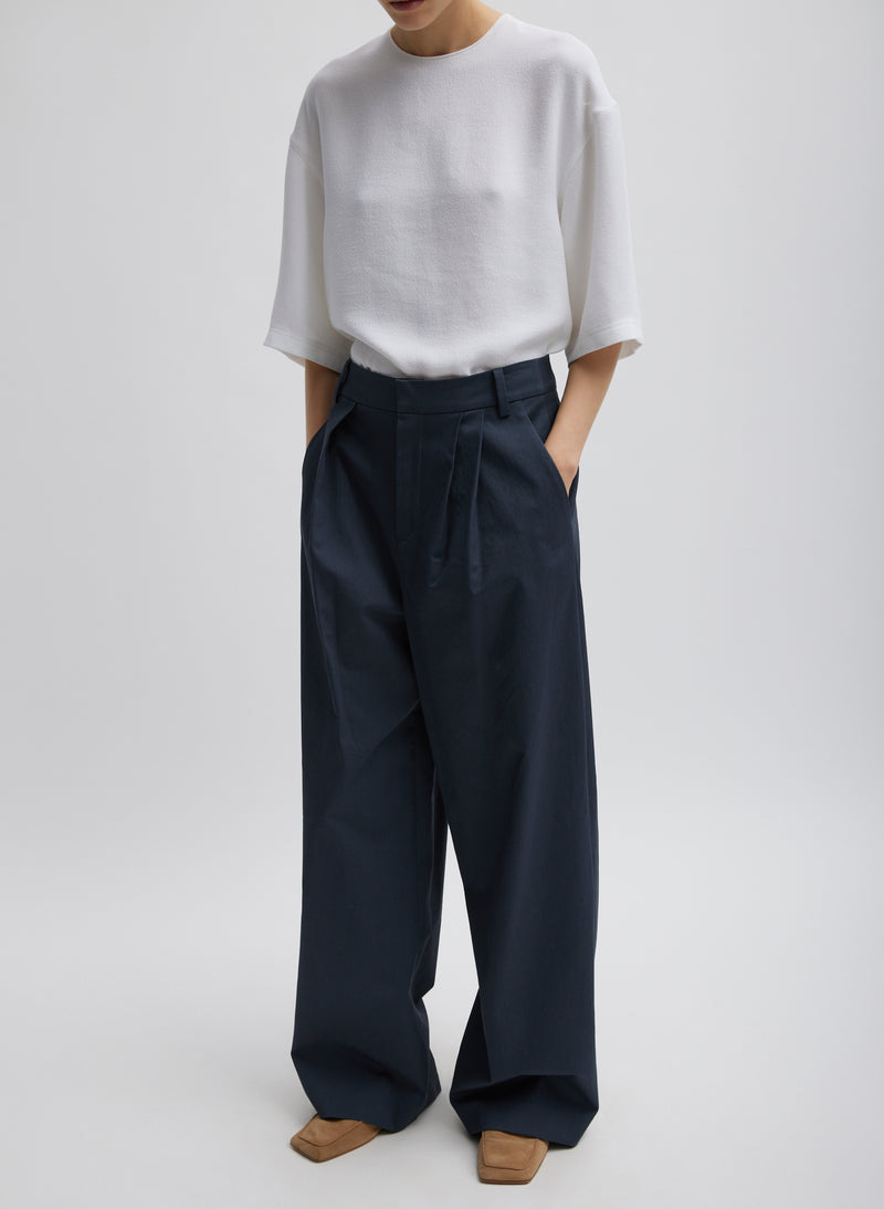 티비 Tibi Oliver Cotton Stretch Tricotine Stella Pant,Slate Blue