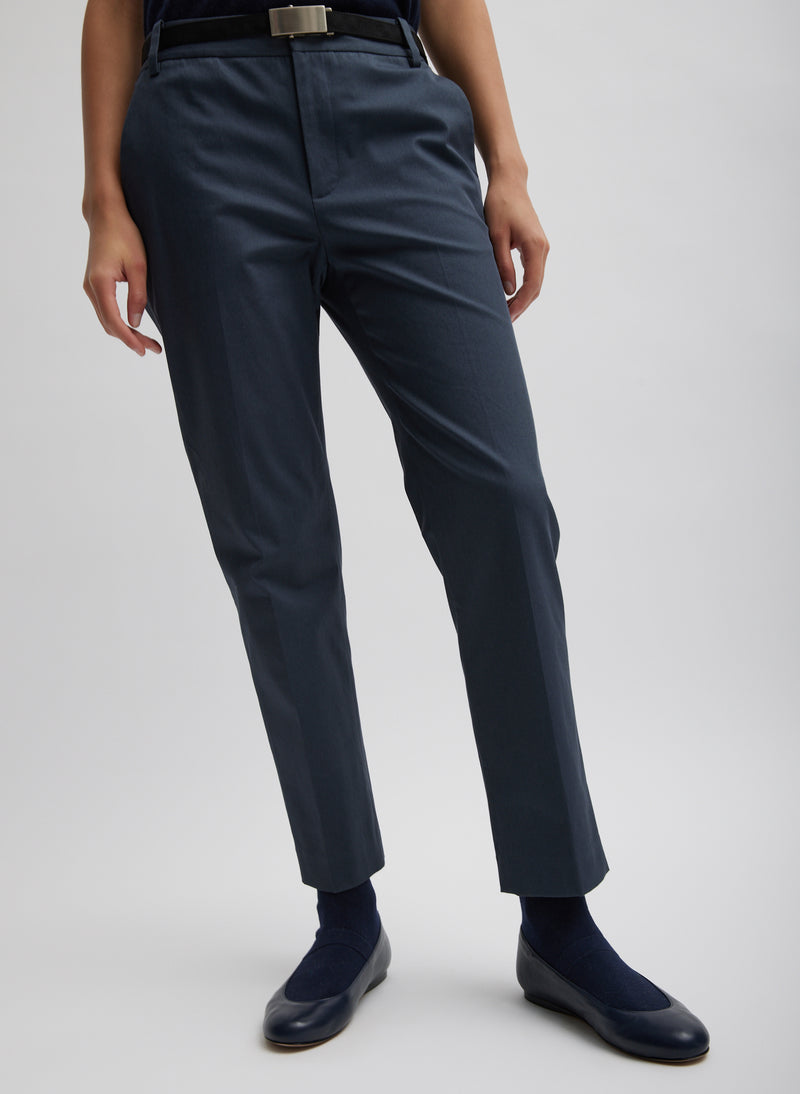 티비 Tibi Oliver Cotton Stretch Tricotine Lennon Ankle Pant,Slate Blue