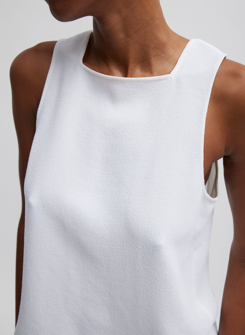 티비 Tibi Pebble Sable Square Neck Cross Back Tank,White