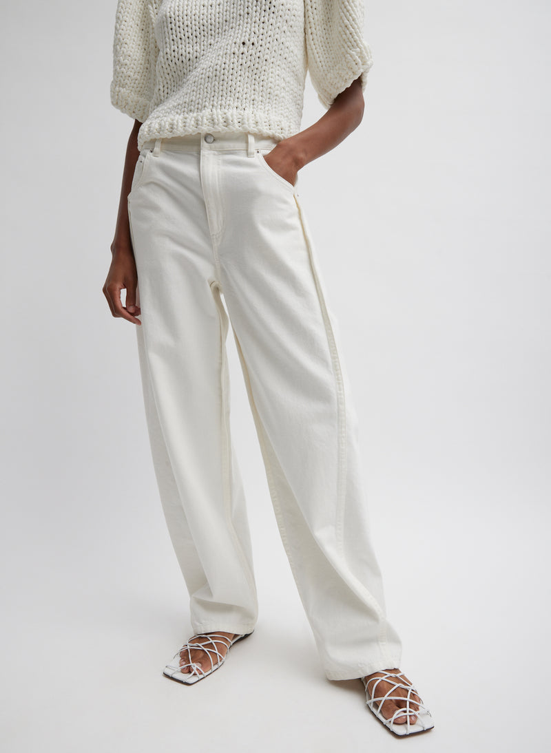 티비 Tibi Spring Denim Tuck Jean,White