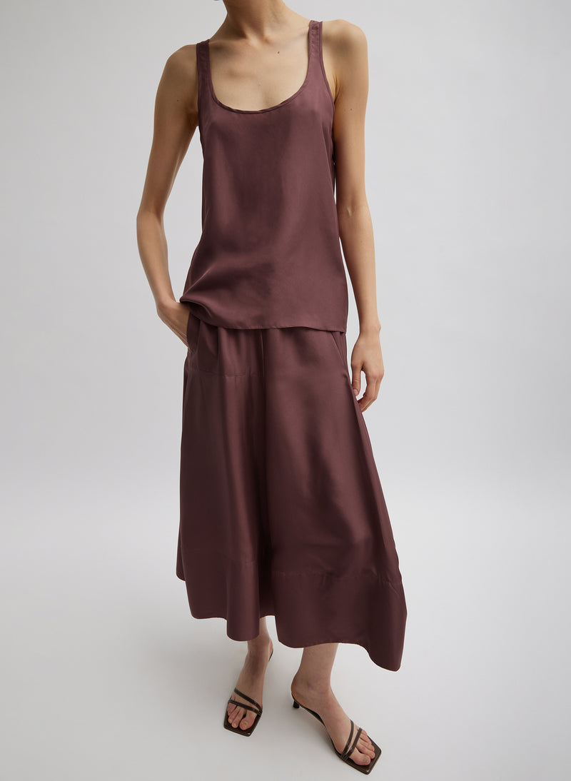 티비 Tibi Silk Habutai Circular Seamed Skirt,Cinnamon