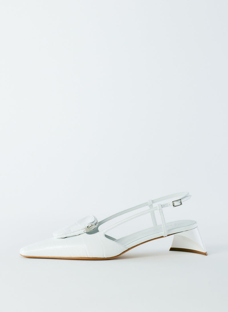 티비 Tibi Croc Print Victor Slingback,White