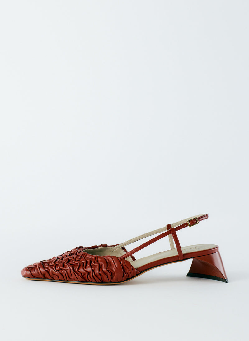 티비 Tibi Textured Victor Slingback,Red