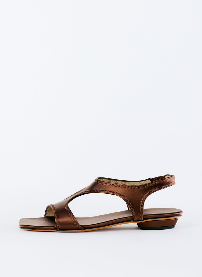 티비 Tibi Rubin Satin Sandal,Brown