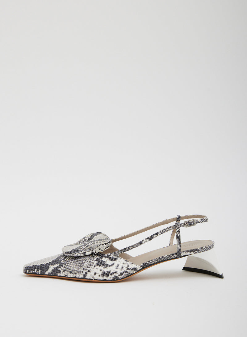 티비 Tibi Victor Embossed Snake Slingback,Grey Embossed Snake