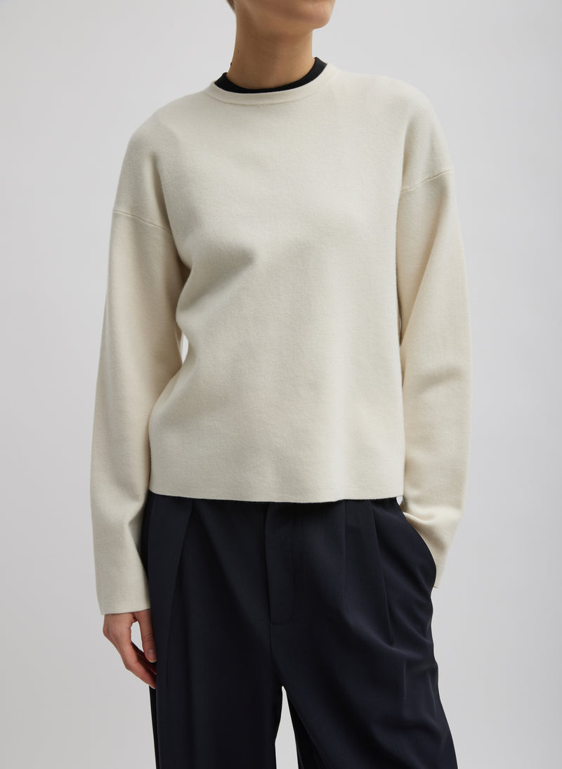 티비 Tibi Double Faced Cashmere Oversized Easy Sweater,Cream