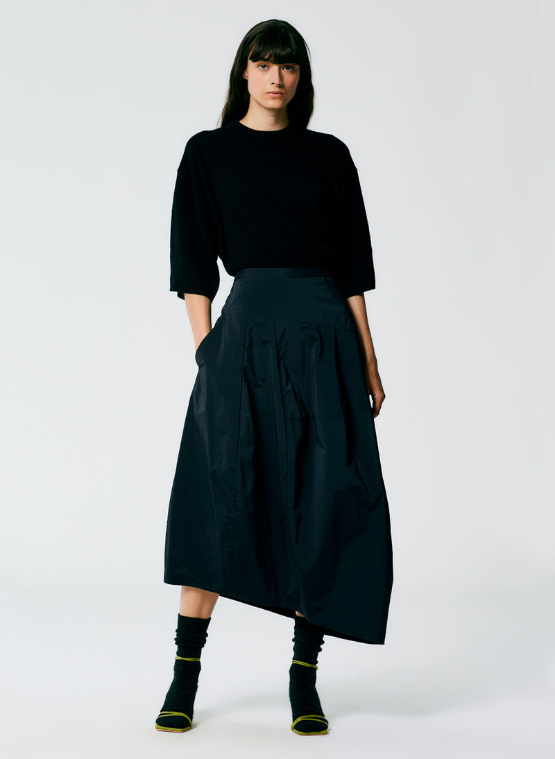 티비 Tibi Nylon Asymmetrical Balloon Skirt,Navy