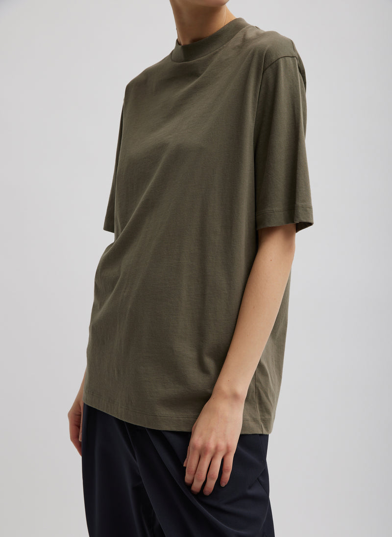 티비 Tibi Mock Neck Unisex T-Shirt,Dune