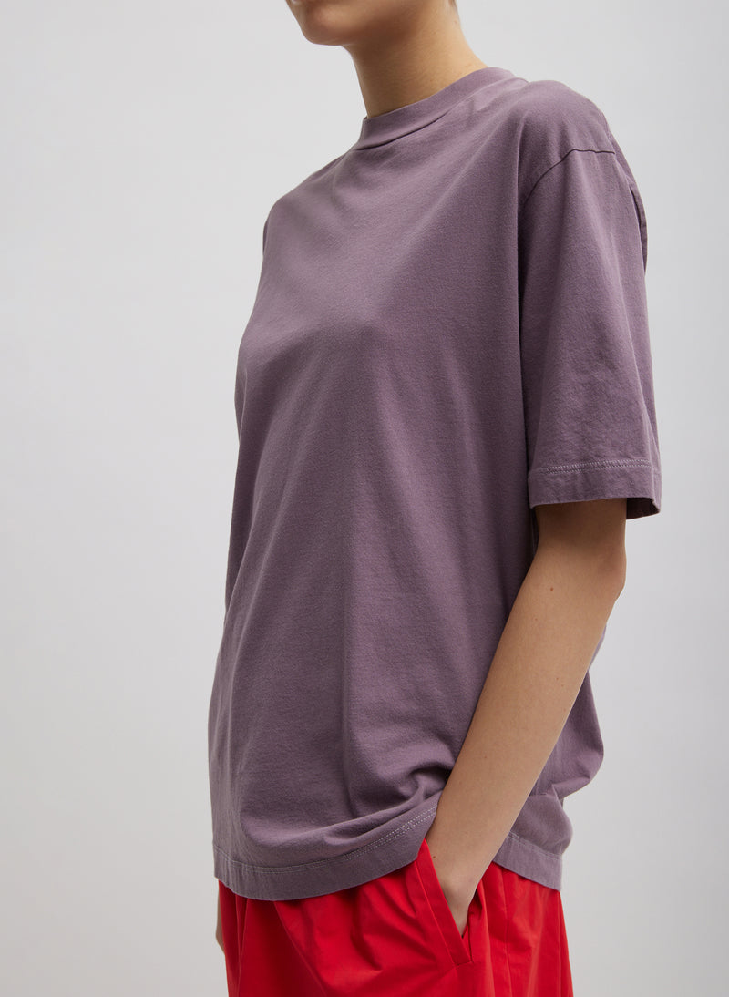 티비 Tibi Mock Neck Unisex T-Shirt,Plum-Ish