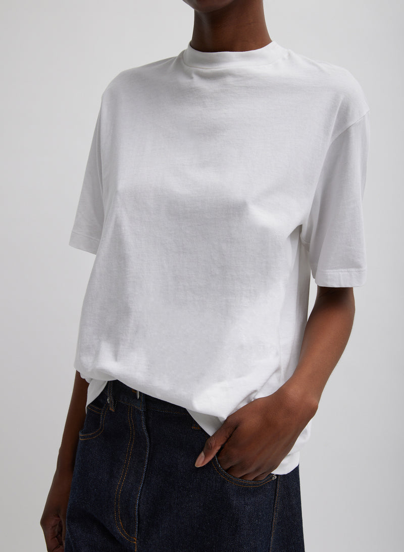 티비 Tibi Mock Neck Unisex T-Shirt,White