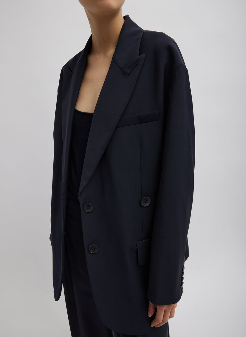 티비 Tibi Tropical Wool Liam Blazer,Navy