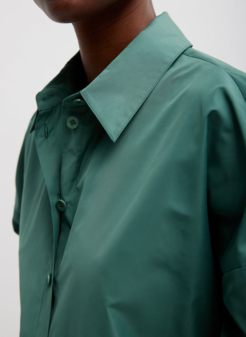 티비 Tibi Italian Sporty Nylon Shirt With Cocoon Back,Dark 헌터 Hunter Green