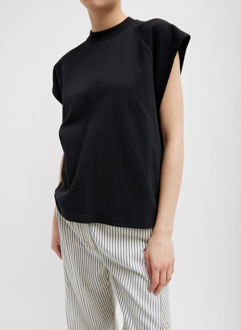 티비 Tibi Summer Sweatshirting Sleeveless Easy Top,Black