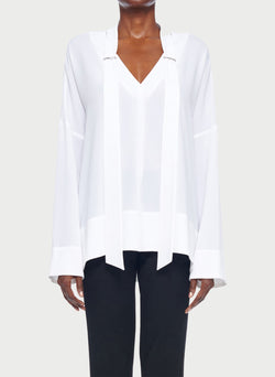 Savanna Crepe Tie Neck Top – Tibi Official