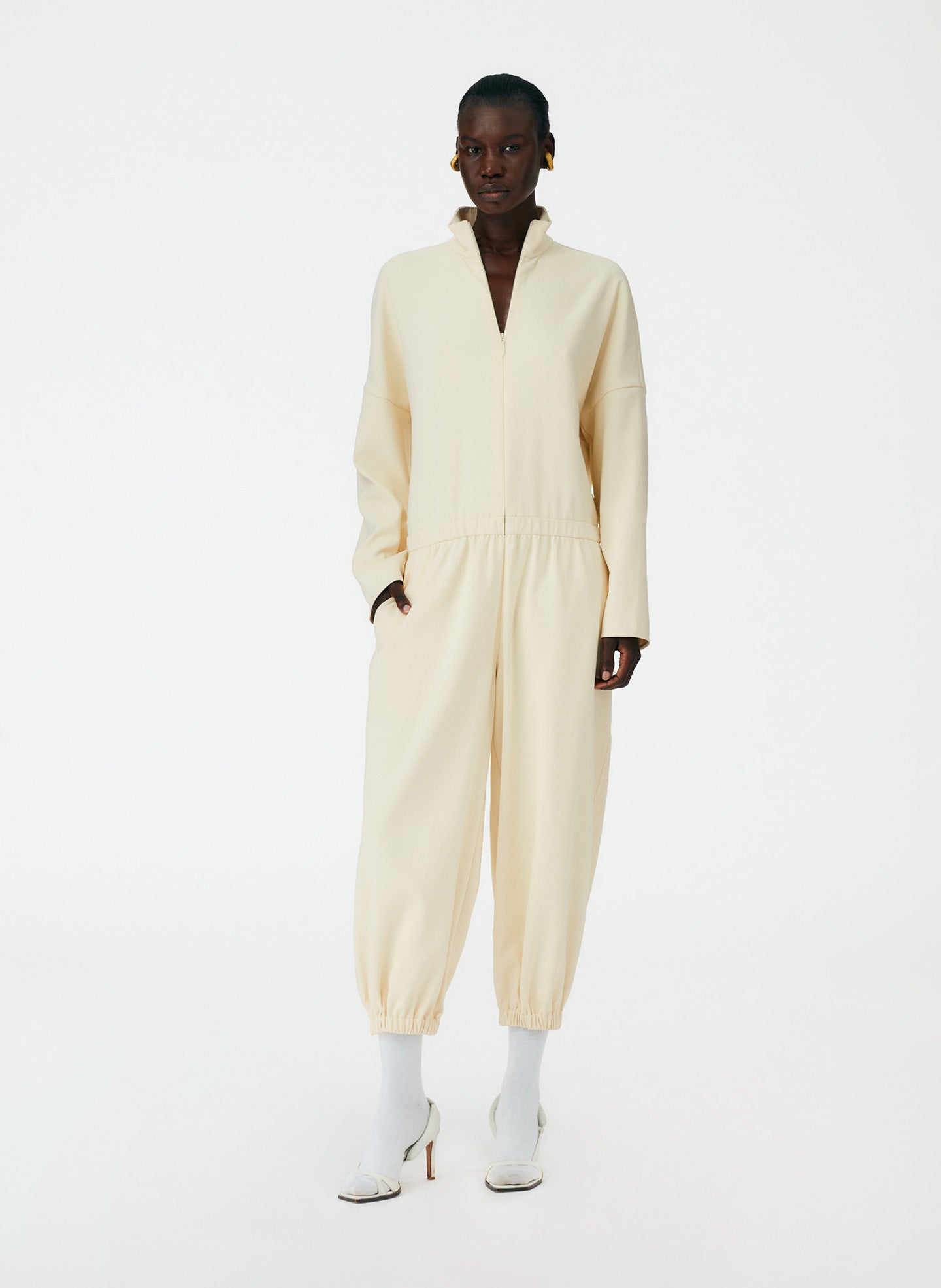 Chalky Drape Zip Up Jumpsuit – Tibi Official