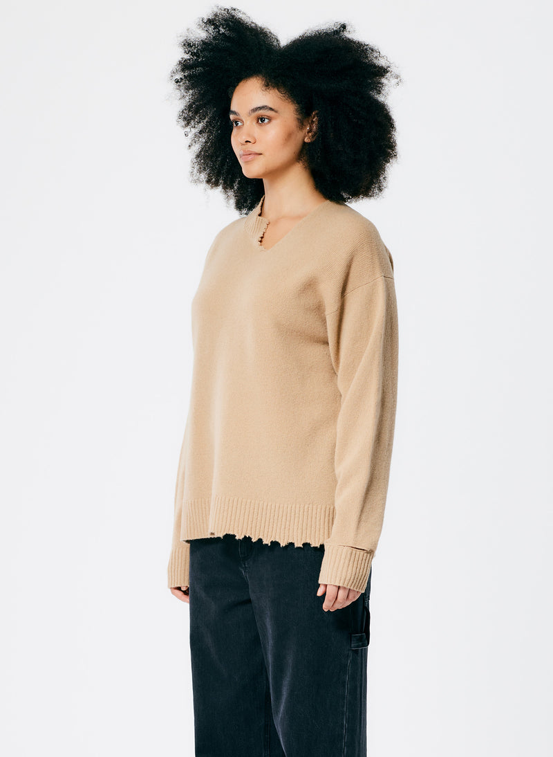 Soft Lambswool Cutout Neckband Pullover – Tibi Official