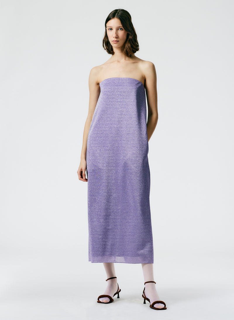 티비 Tibi Lurex Haze Strapless Dress,Lavender Multi