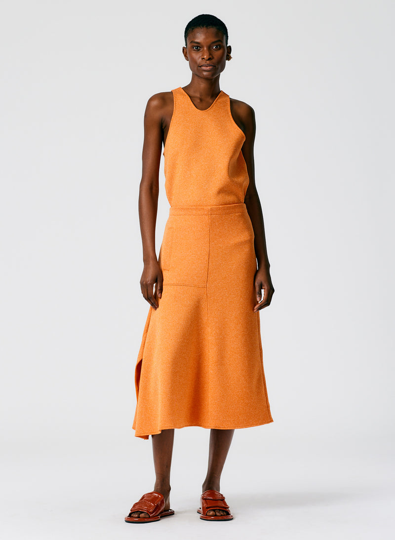티비 롱 스커트 Tibi Speckled Knit Asymmetrical Flare Skirt,Orange