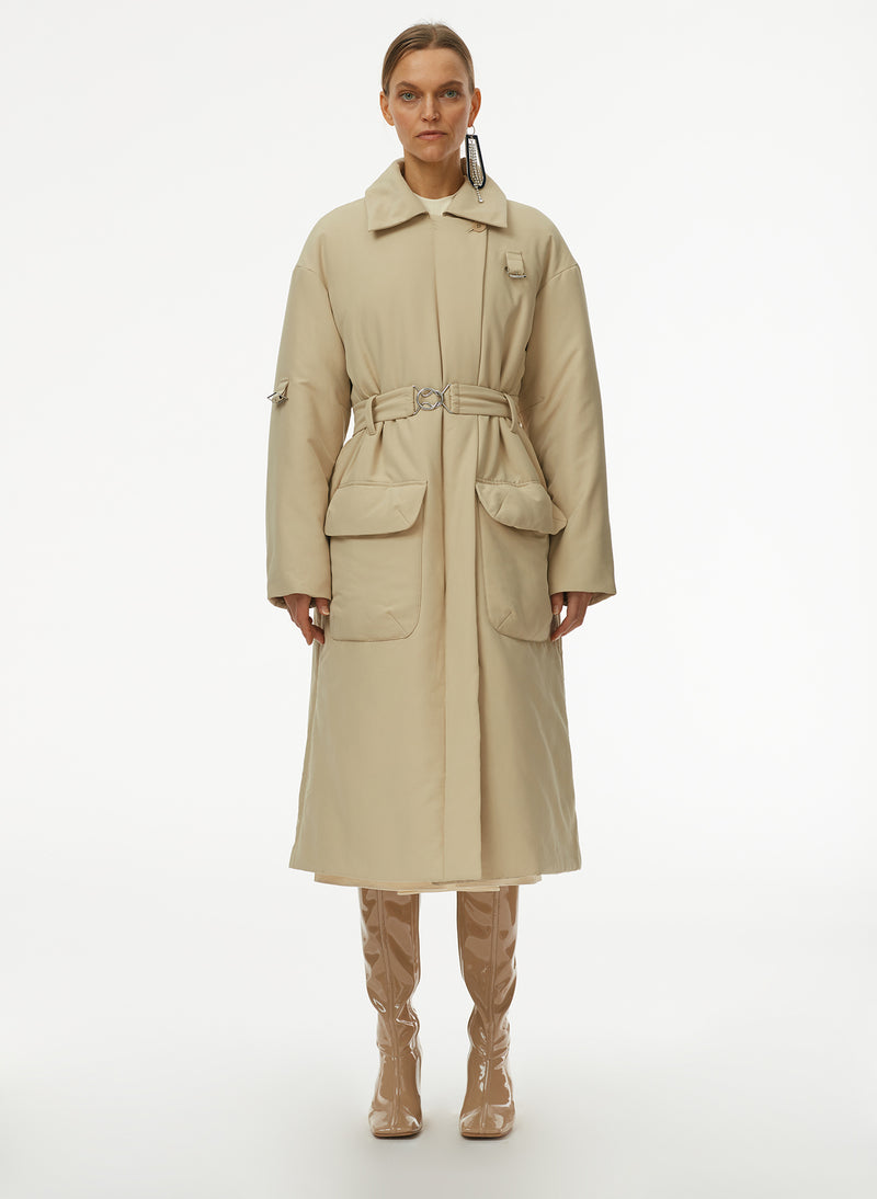 Clyde Padding Trench With Removable Belt Tan-1