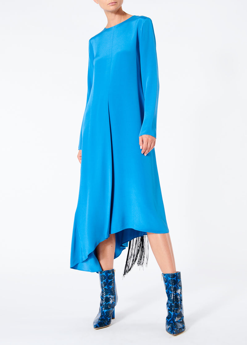 fringe blue dress