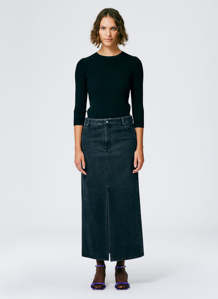 Black Denim Maxi Skirt - Petite – Tibi Official